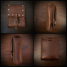 Load image into Gallery viewer, Rear Crash Bar Bag - Custom Art, w/ Dome Studs, Brown