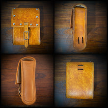 Load image into Gallery viewer, Sissy Bar Bag - Custom Art, w/ Dome Studs, Indian Tan