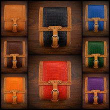 Load image into Gallery viewer, Rear Crash Bar Bag - Alligator Print Leather, On Indian Tan Leather