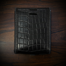 Load image into Gallery viewer, Rear Crash Bar Bag - Alligator Print Leather, On Black Leather