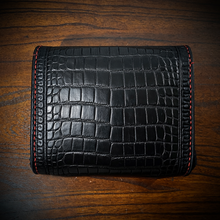 Load image into Gallery viewer, Motorcycle Windshield Bag - Alligator Print With Different Colors To Choose, On Black Leather, Customized To Fit Any Bike