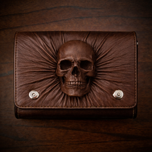Load image into Gallery viewer, Motorcycle Handlebar Bag - Nightmare Skull, Brown