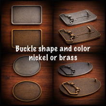 Load image into Gallery viewer, Belt Buckle Custom Art On Black Leather