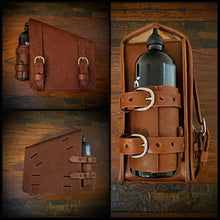 Load image into Gallery viewer, Swingarm Bag With Fuel Can Holder - Fits Harley Davidson Softail Models, Custom Art, Brown