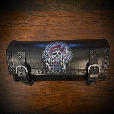 Tool bag for Motorcycle - Native American Skull- Black