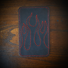 Load image into Gallery viewer, Front Fender Bib, Stitched Flames, Multiple Colors Of Thread Available, Made To Fit Any Bike