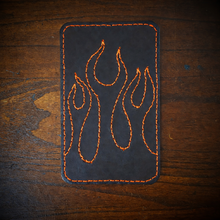 Load image into Gallery viewer, Front Fender Bib, Stitched Flames, Multiple Colors Of Thread Available, Made To Fit Any Bike