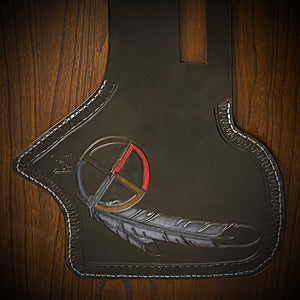 Heat Shield, medicine Wheel & Feather, Black - Fits Indian Chief, Chieftain, Springfield, Vintage and Roadmaster