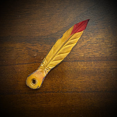 2 Yellow & Red Mini Leather Feathers