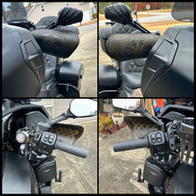 Load image into Gallery viewer, Leather Covered Handlebar Hand Guards Black, Custom Art