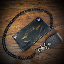 Load image into Gallery viewer, Long Biker Leather Wallet with Chain - U.S. Cavalry, Black