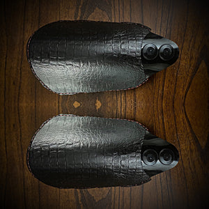 Leather Covered Handlebar Hand Guards Black, Custom Art