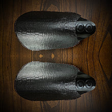 Load image into Gallery viewer, Leather Covered Handlebar Hand Guards Custom Colors Alligator Print
