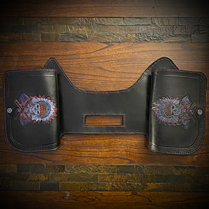 Heat Shield with 2 Pouches for Indian Chief, Chieftain, Springfield, Vintage and Roadmaster - Custom Art w/ locks, Black