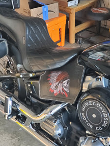 Heat Shield for Harley Davidson - Colorful Native Skull