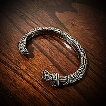 Load image into Gallery viewer, Falcon Head Viking Bracelet Intricate Antiqued Woven Design