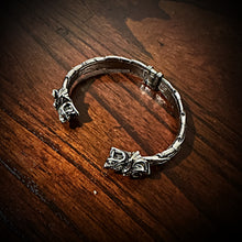 Load image into Gallery viewer, Wolf Head Viking Bracelet Intricate Antiqued Woven Design