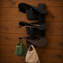 Load image into Gallery viewer, Metal Hat Rack, Wall Mount For Three Hats