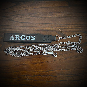 Leather & Chain Leash Custom Art, Black