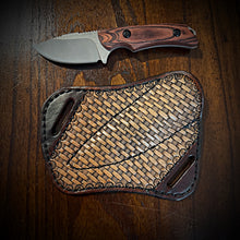 Load image into Gallery viewer, Damascus Blade Short Knife, Camping Knife, D2 Steel Fixed Blade Knife, Rose Wood Handle, With Sheath (Ships Now)