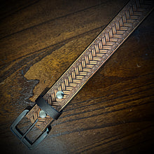 Load image into Gallery viewer, The Last Belt You Will Ever Own, W/ Basketweave Art  - Natural Antiqued Brown (Ships Now)