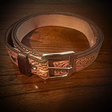 Load image into Gallery viewer, The Last Belt You Will Ever Own, W/ Sheridan/Western Style Art  - Natural Antiqued Brown (Ships Now)