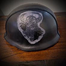 Load image into Gallery viewer, Leather covered German Style Helmet With Oden Art