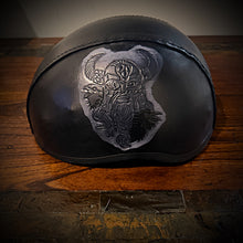 Load image into Gallery viewer, Leather covered Half Helmet With Oden Art