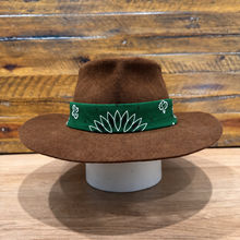 Load image into Gallery viewer, The Gangster Teardrop Crown Fedora, Brown Felt, Choose The Color Of Bandana
