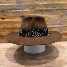 Load image into Gallery viewer, The Gangster Teardrop Crown Fedora, Brown Felt, Choose The Color Of Bandana