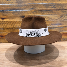 Load image into Gallery viewer, The Gangster Teardrop Crown Fedora, Brown Felt, Choose The Color Of Bandana