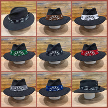 Load image into Gallery viewer, The Gangster Folded Crown Fedora, Black You Choose The Color Of Bandana