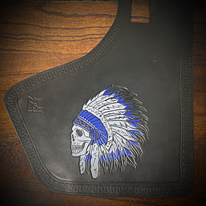 Heat Shield for Indian Challenger and Pursuit Motorcycles - Native Skull, Blue