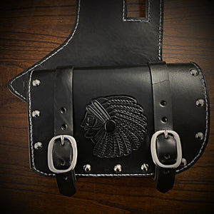 Heat Shield - Custom Art, Double Pouch, Metal Studs, & Suede Backing, You Choose the Color of Stitching- Fits Indian Chief, Chieftain, Springfield, Vintage and Roadmaster