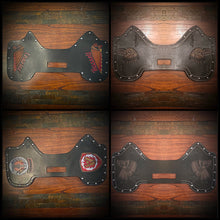 Load image into Gallery viewer, Heat Shield - Custom Art, Metal Studs, &amp; Suede Backing, You Choose the Color of Stitching- Fits Indian Chief, Chieftain, Springfield, Vintage and Roadmaster