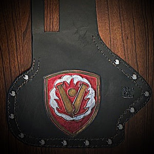 Heat Shield - Custom Art, Metal Studs, & Suede Backing, You Choose the Color of Stitching- Fits Indian Chief, Chieftain, Springfield, Vintage and Roadmaster