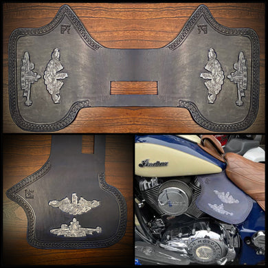 Heat Shield - Custom Art, Blue, Fits Indian Chief, Chieftain, Springfield, Vintage and Roadmaster