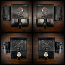 Load image into Gallery viewer, Rear Crash Bar Bag w/ Fuel Bottle/Cup Holder - Custom Art, Black