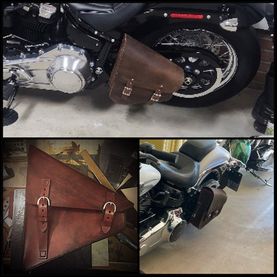 Swingarm Bag - Large, Custom Art, Brown