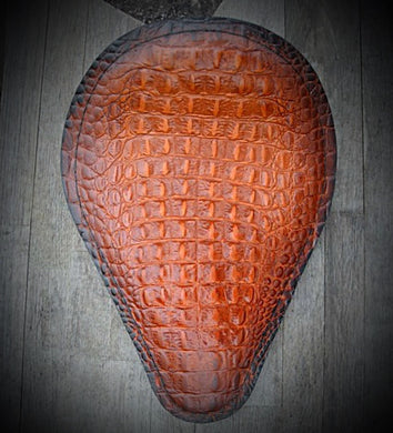 Chopper/Bobber Pan seat - Crocodile Print, Brown