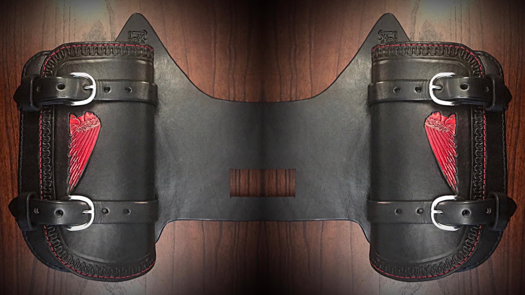 Heat Shield - Red Female Warbonnet, Black, Double Pouch, Fits Indian  Chief, Chieftain, Springfield, Vintage and Roadmaster