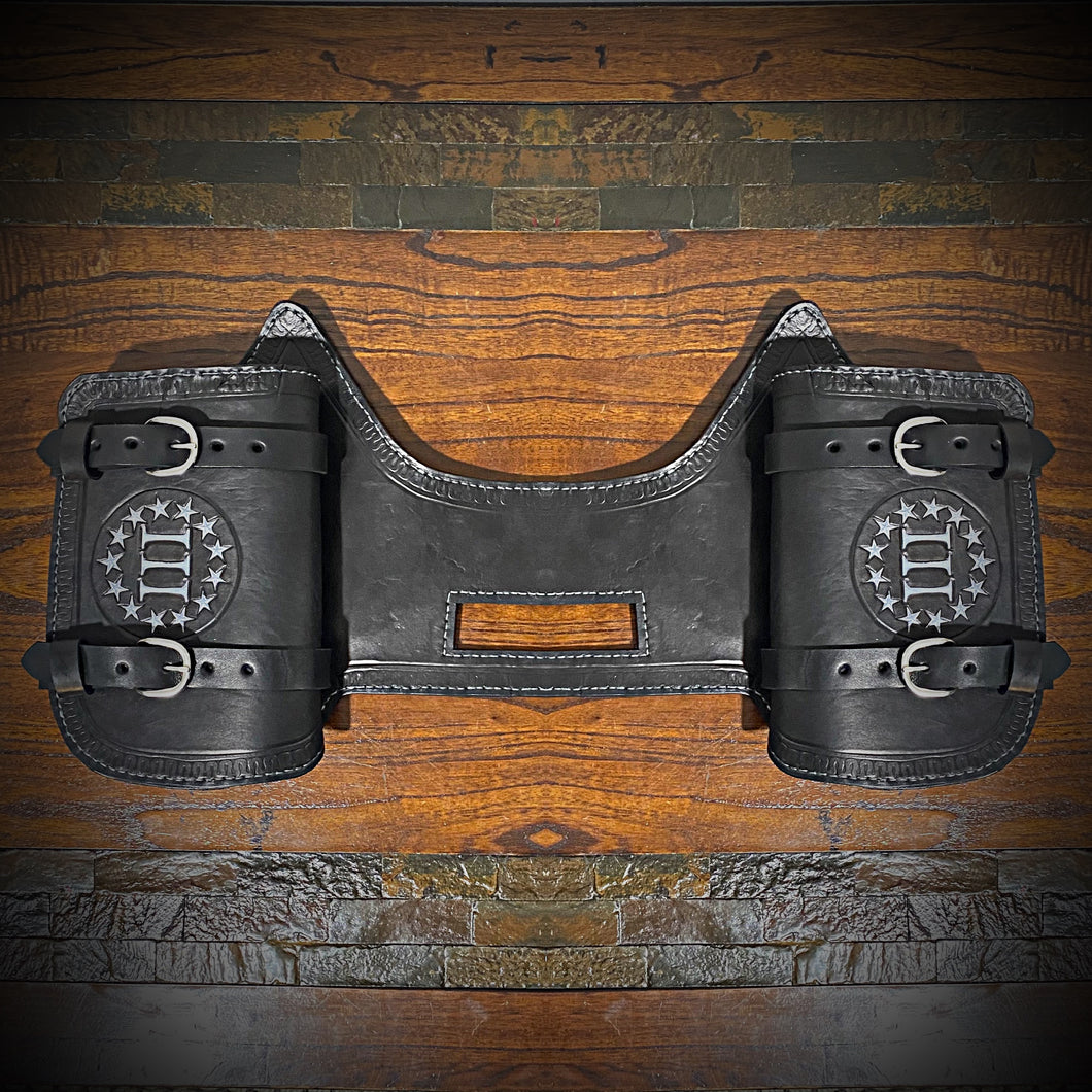 Heat Shield - 3%er Art, Black, Double Pouch, Fits Indian Chief, Chieftain, Springfield, Vintage and Roadmaster