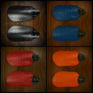 Leather Covered Handlebar Hand Guards Custom Colors American Alligator