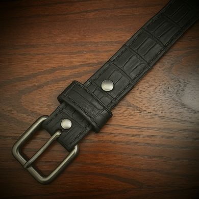 Leather Belt - American Alligator, Black