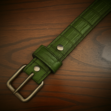 Leather Belt - American Alligator, Green