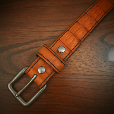 Leather Belt - American Alligator, Orange