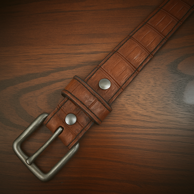 Leather Belt - American Alligator, Tan