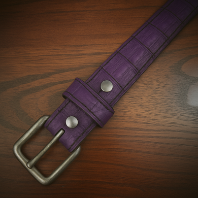 Leather Belt - American Alligator, Purple
