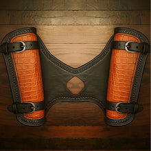 Load image into Gallery viewer, Heat Shield for Indian Scout Motorcycles, Double Pouch, Orange Alligator Print