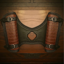 Load image into Gallery viewer, Heat Shield for Indian Scout Motorcycles, Double Pouch, Brown Alligator Print